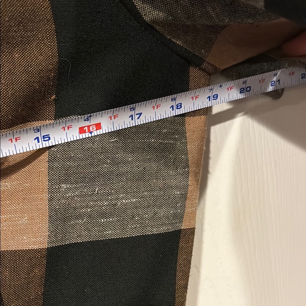Vintage Plaid Short-Sleeve Puff Shoulder Peplum Top - Brown/Black - Picture 6 of 7
